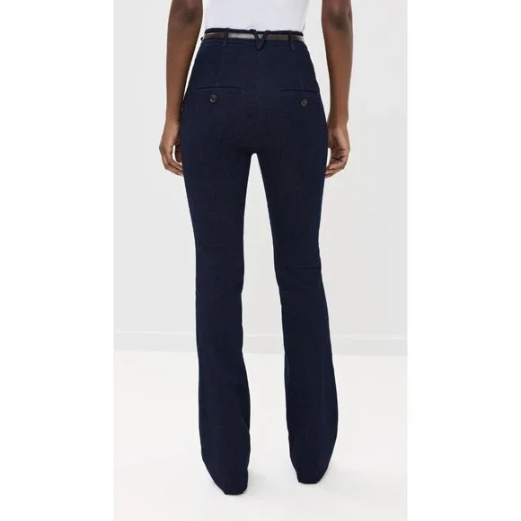 VERONICA BEARD Gracie Dark Indigo Stretch Denim Pintucked Bootcut Pants, Size 00 - Picture 5 of 15
